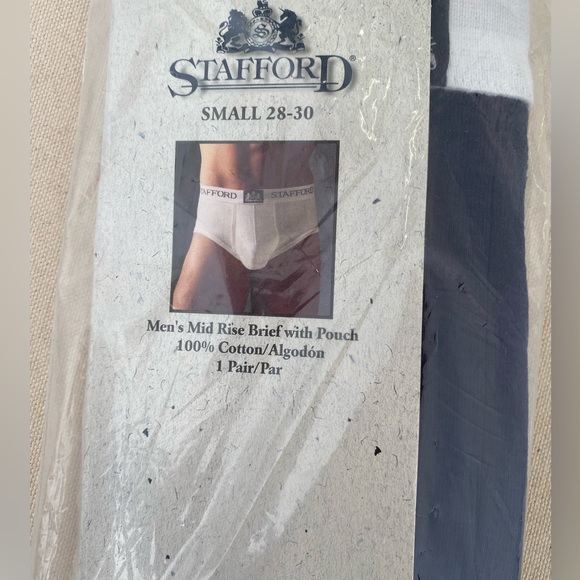 NWT Stafford Men's Mid-Rise Briefs - Navy Small 90s Y2K Prop Casual - Picture 2 of 4